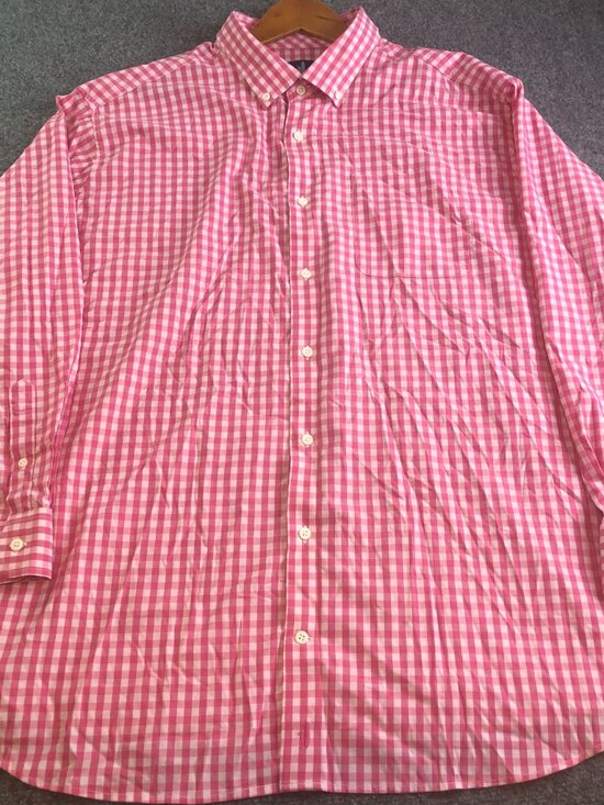 Johnnie-O Mens Performance Shirt Men XXL Pink Check Gingham Stretch Button - Picture 3 of 10